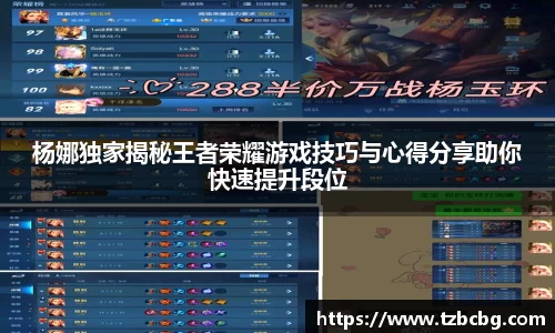 杨娜独家揭秘王者荣耀游戏技巧与心得分享助你快速提升段位